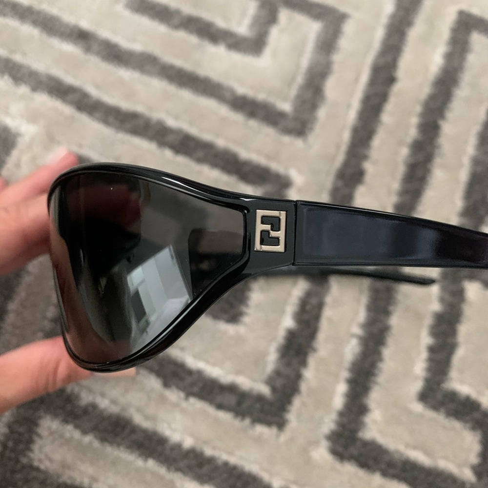 Fendi Black Sunglasses with Silver Logo Accent